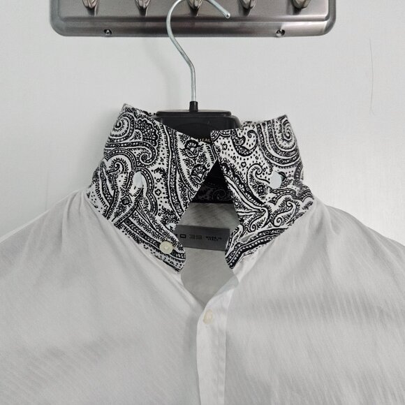 Etro SPA Contrast Paisley Collar & Cuffs Dress Shirt – Size 39 (US M), White - Picture 9 of 11